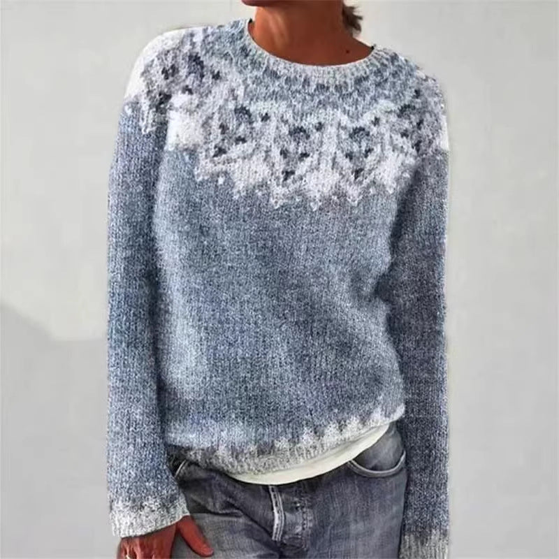 Women's Round Neck Multicolor Loose Fashion Pullover Sweaters