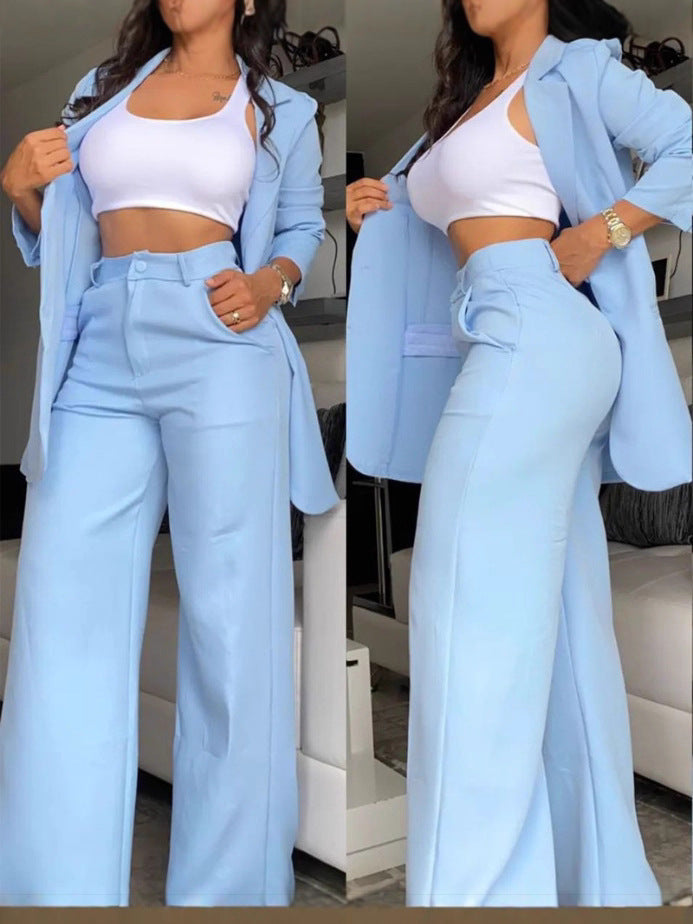 Women's Summer Elegant Pure Color Split Sleeve Suits