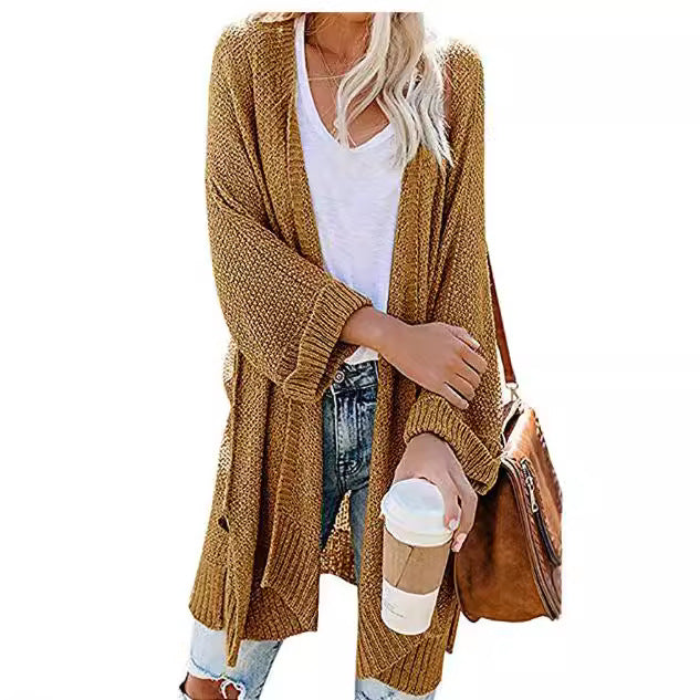 Women's Spring Large Mid-length Solid Color Knitted Women's Sweater