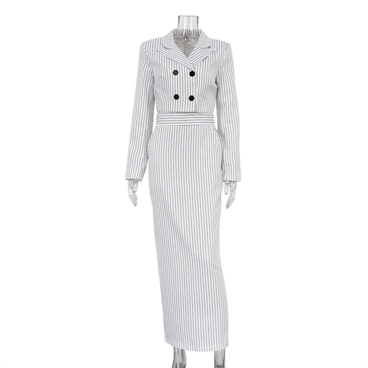 Women's Fashion Striped High-grade Two-piece Set Suits