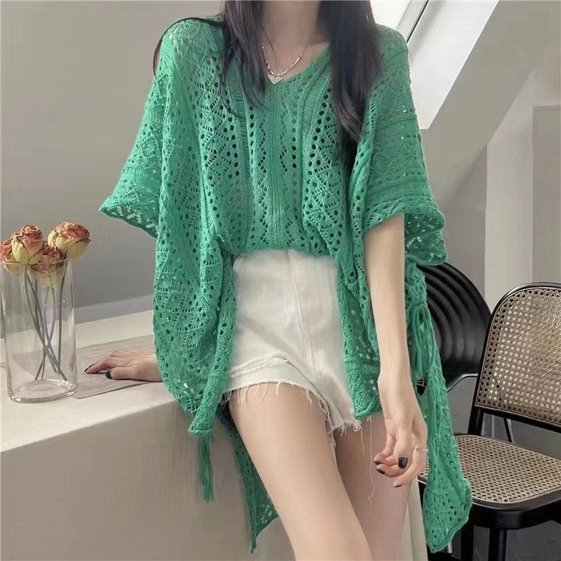 Bikini Idle Style Fancy Bohemian Crocheted Women's Sweater