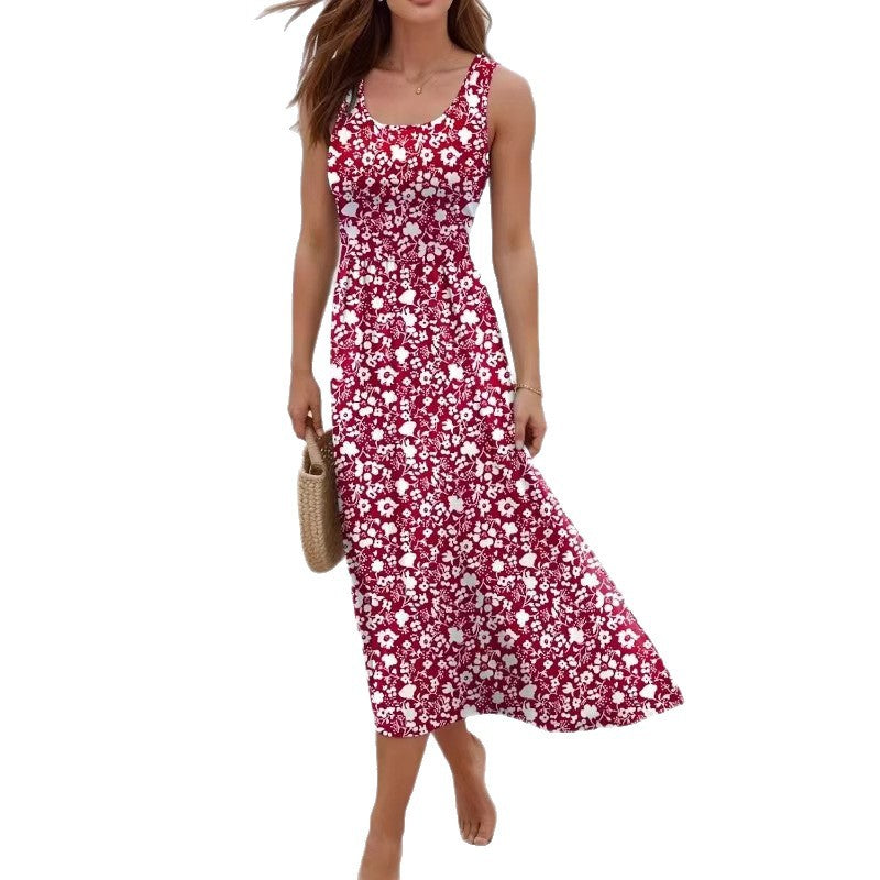 Women's Spaghetti Straps Sleeveless Comfortable Seaside Vacation Beach Dress
