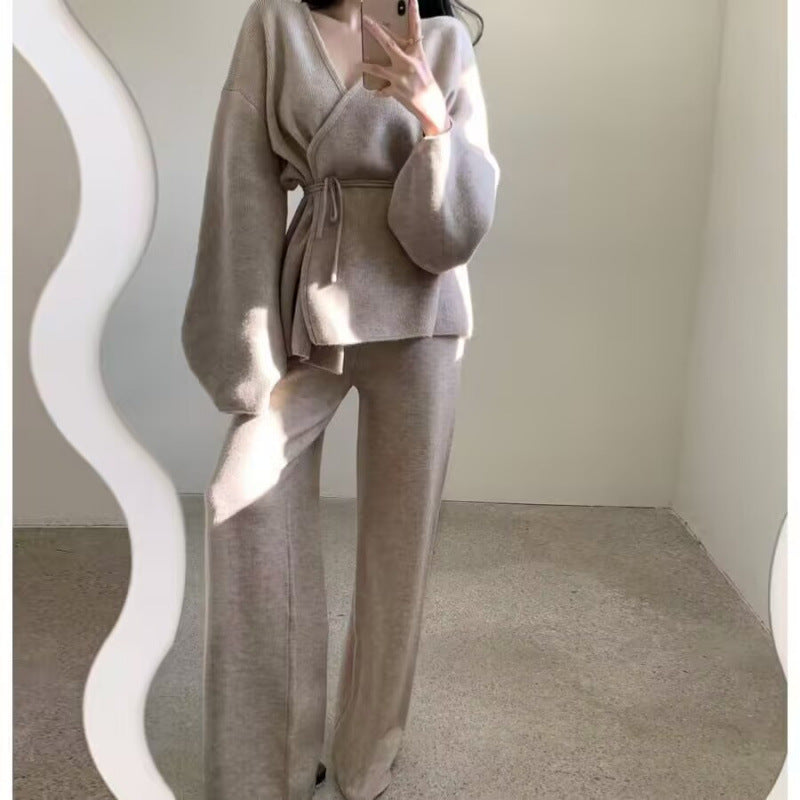 Style Retro Lazy Knitted Wide Leg Sweaters