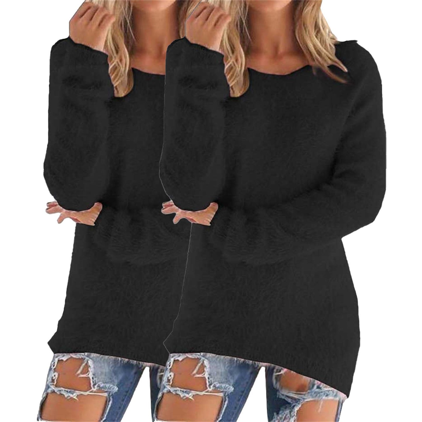 Women's Fashion Wear Winter Round Neck Fleece Sweater