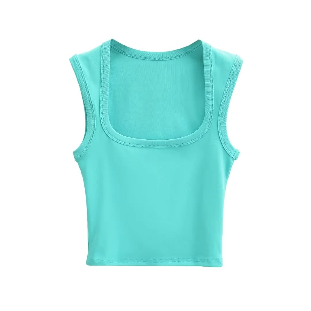 Women's Summer Sexy Deep Square Collar Tight-fitting Tops