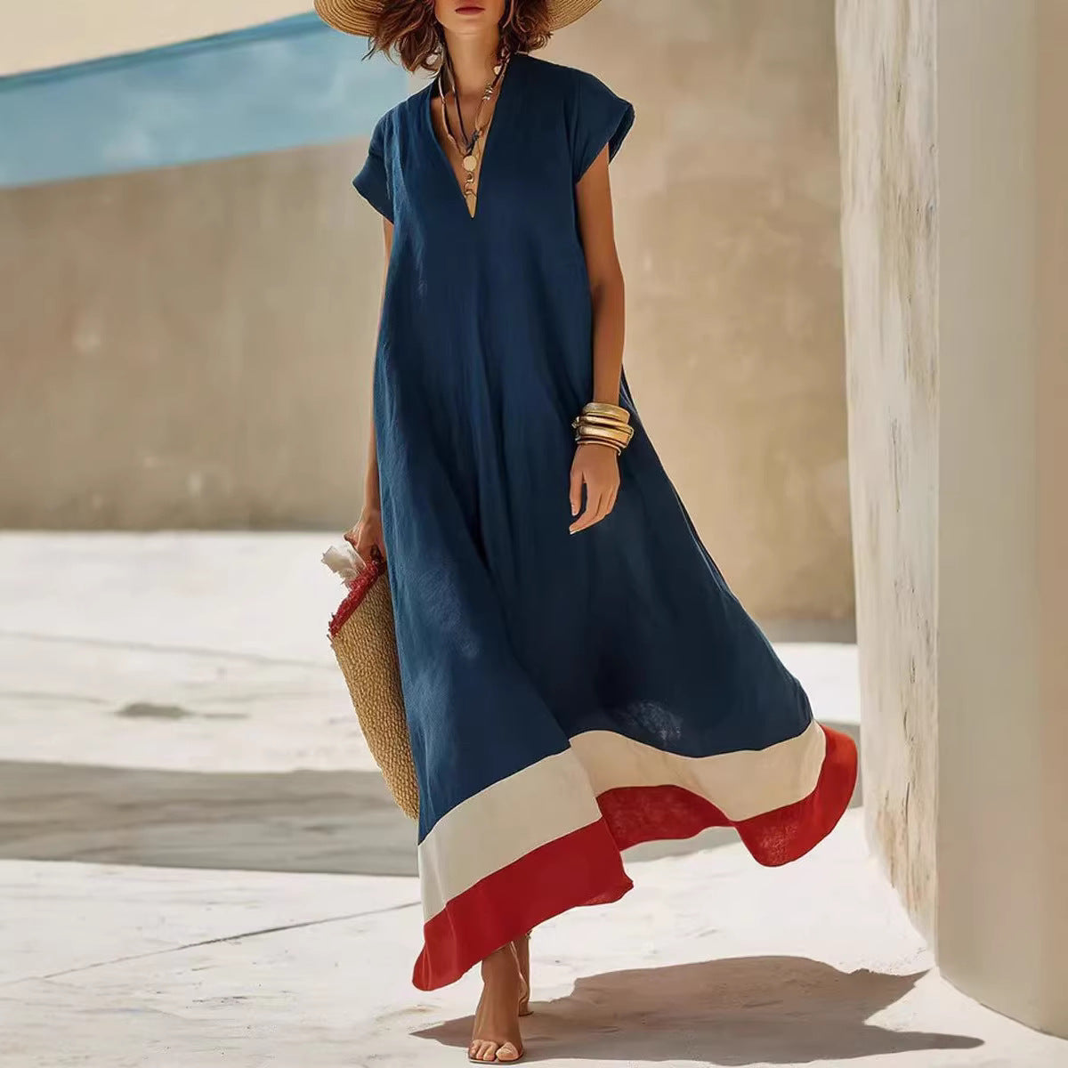 Elegant Comfort Casual Vacation Style Cotton Dress