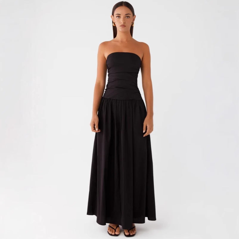 Women's Summer Elegance Retro High-grade Tube Pleated Dress