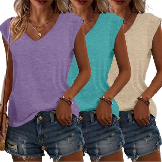 Women's Simple Solid Color Cover Sleeve Loose Blouses