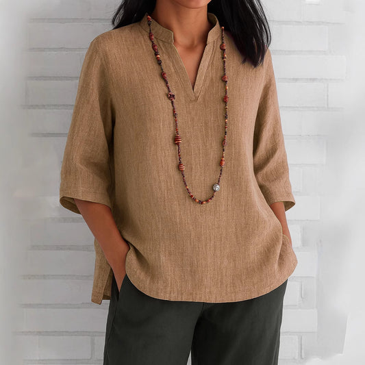 Women's Summer Sleeves Cotton Linen Loose Casual Blouses