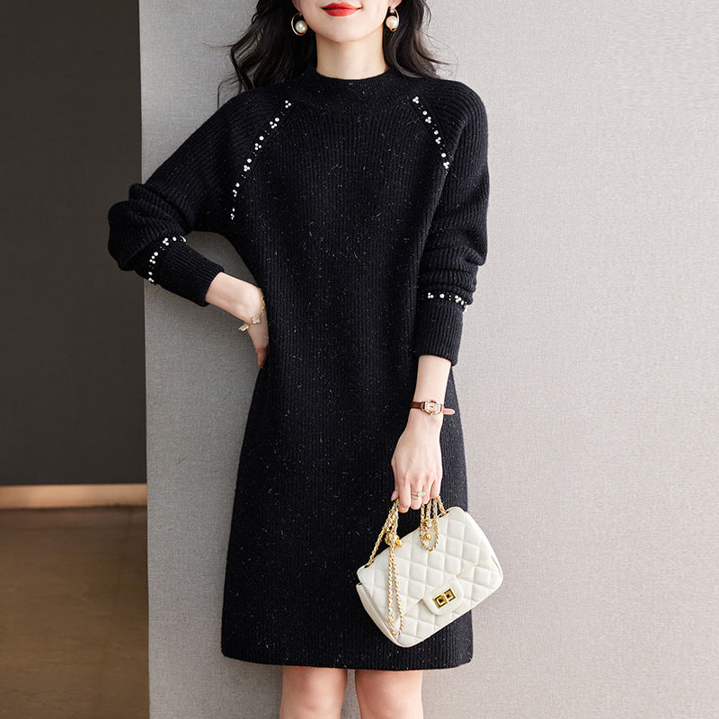 Women's Christmas Red Midi Half Turtleneck Bottoming Shirt Sweater