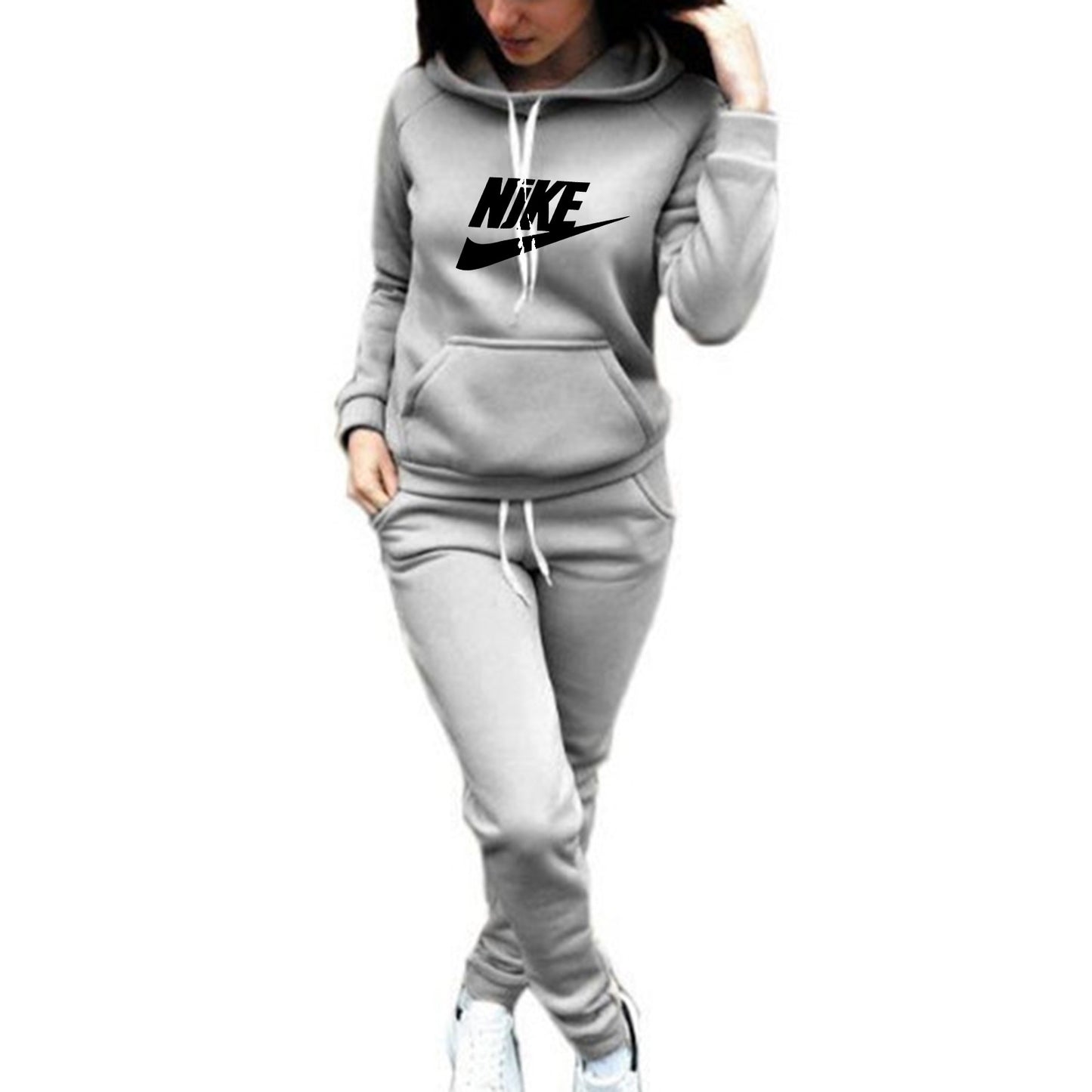 Women's Hoodie Two-piece Sports Fleece Lined Trend Fashion Casual Suit