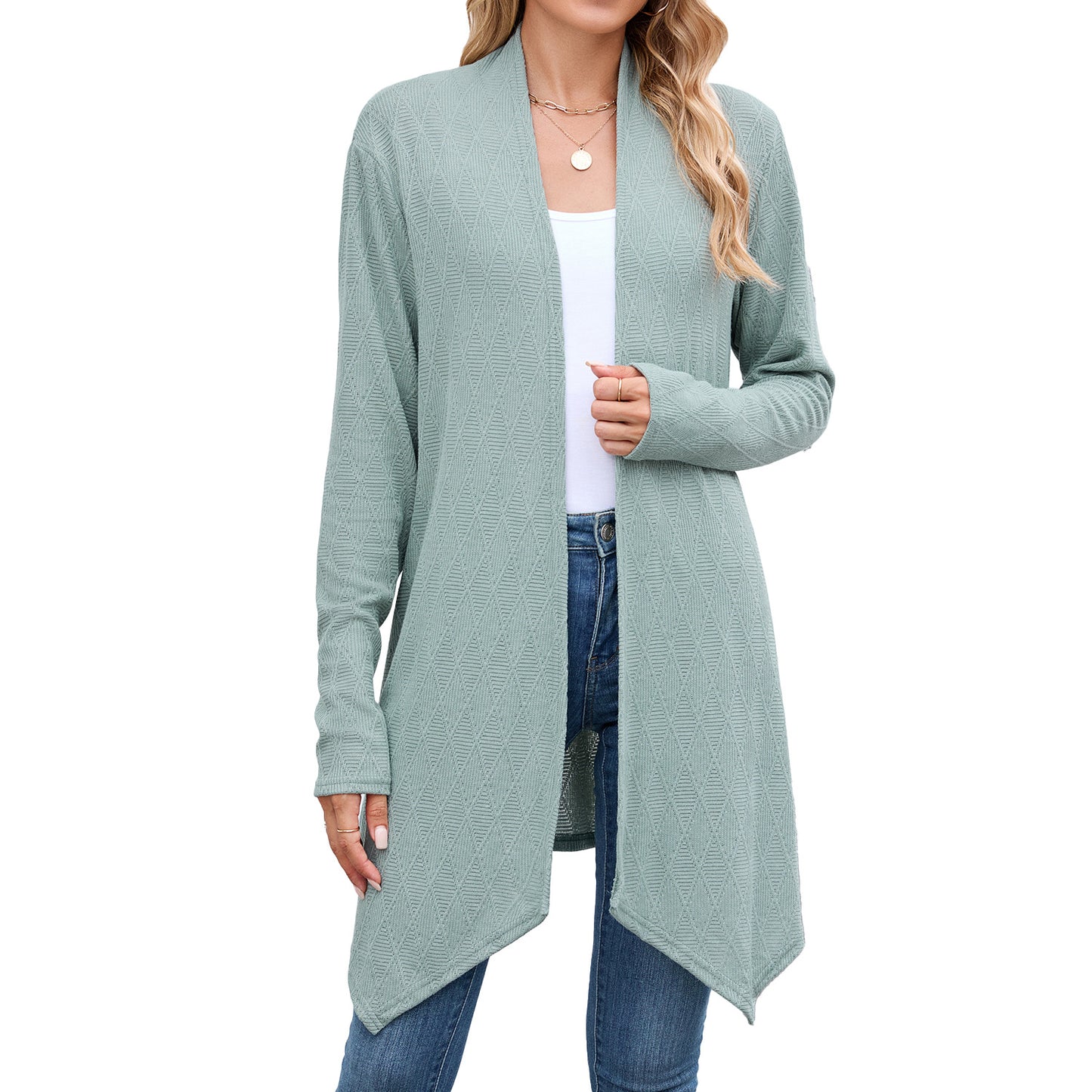 Women's Autumn Solid Color Long-sleeved Knitted Long Women's Sweater