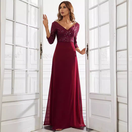 Women's Chiffon Double Dress A- Line Large Dresses