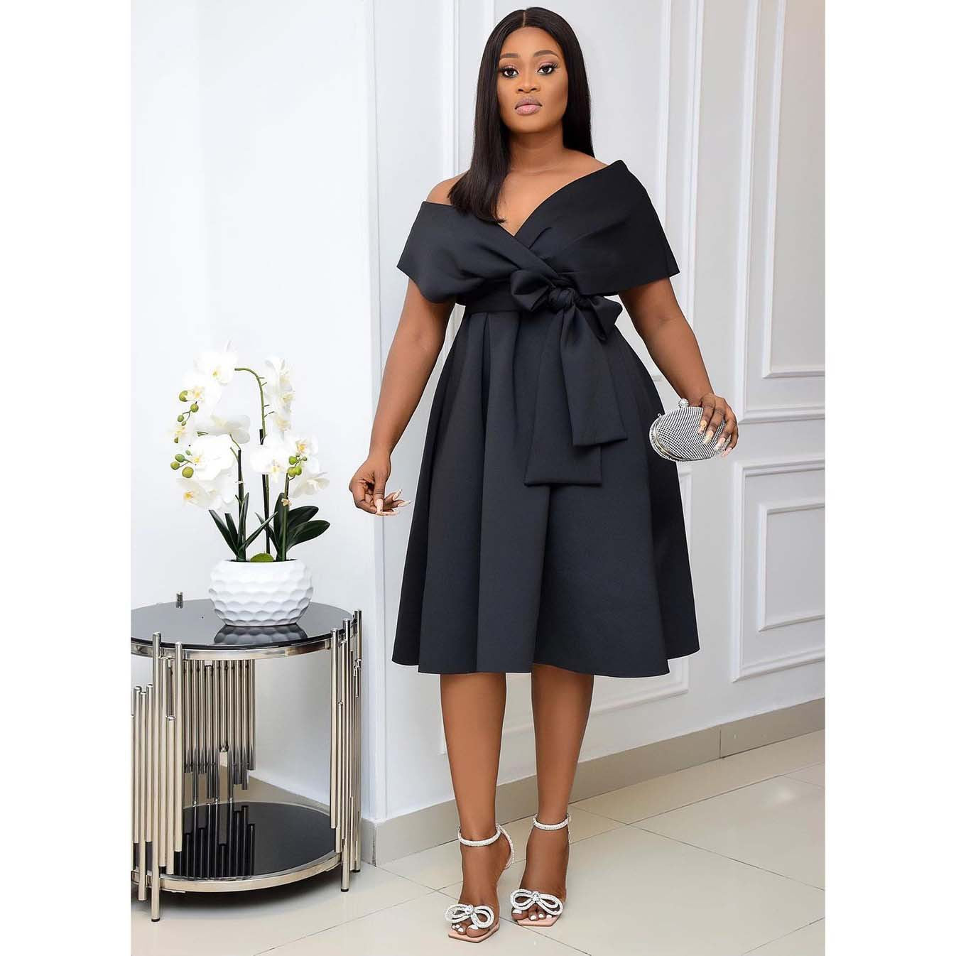 Women's Fashion Solid Color Large Swing Dress Dresses