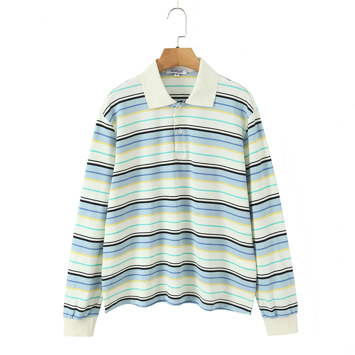 Women's Autumn Collar Long Sleeve Contrast Color Blouses