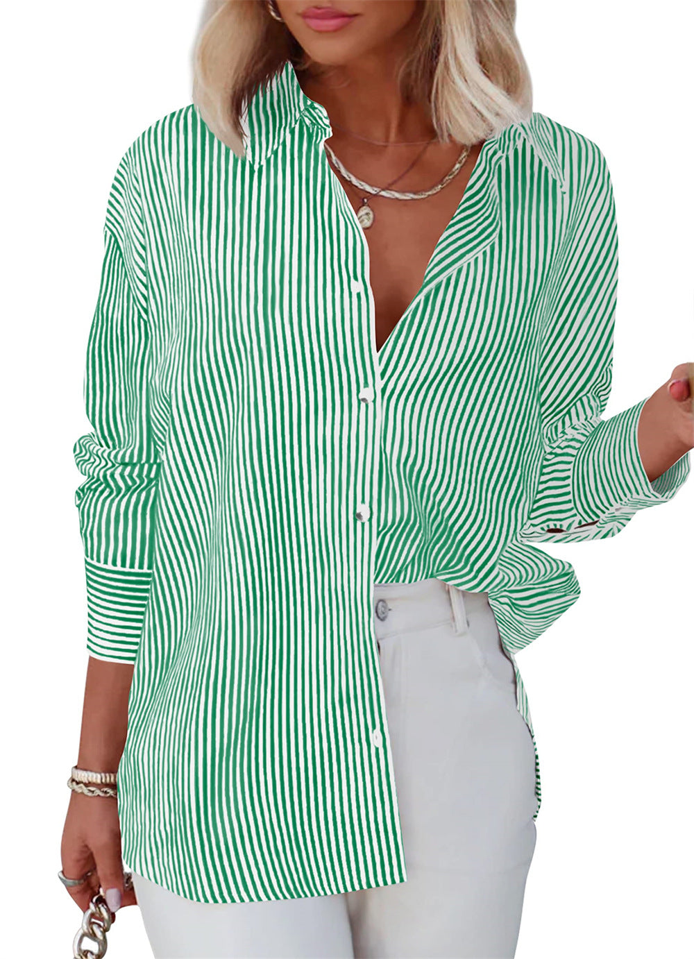 Women's Button Shirt Classic Long Sleeve Fashion Collar Blouses
