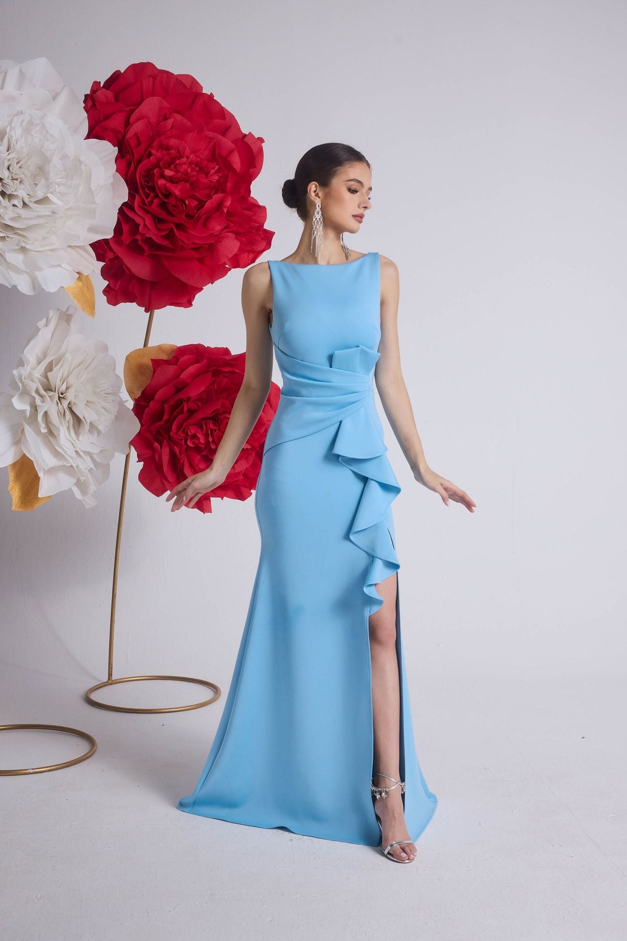 Women's Intellectual Elegant Graceful Long Fashionable Waist Pleated Dress