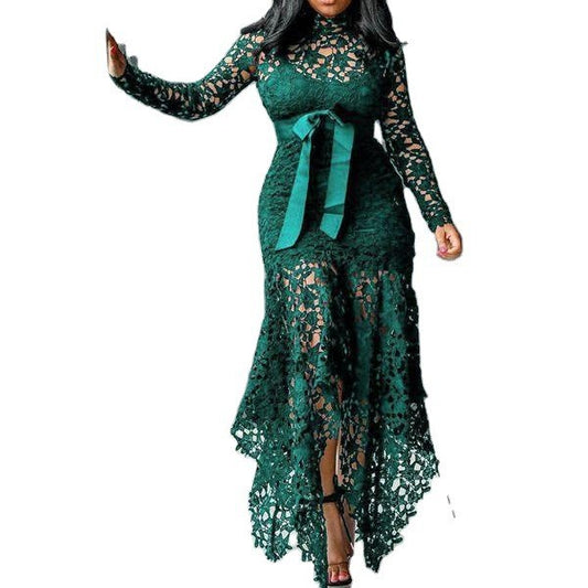 Women's Out Long Sleeve Stand-up Collar Tie Dresses