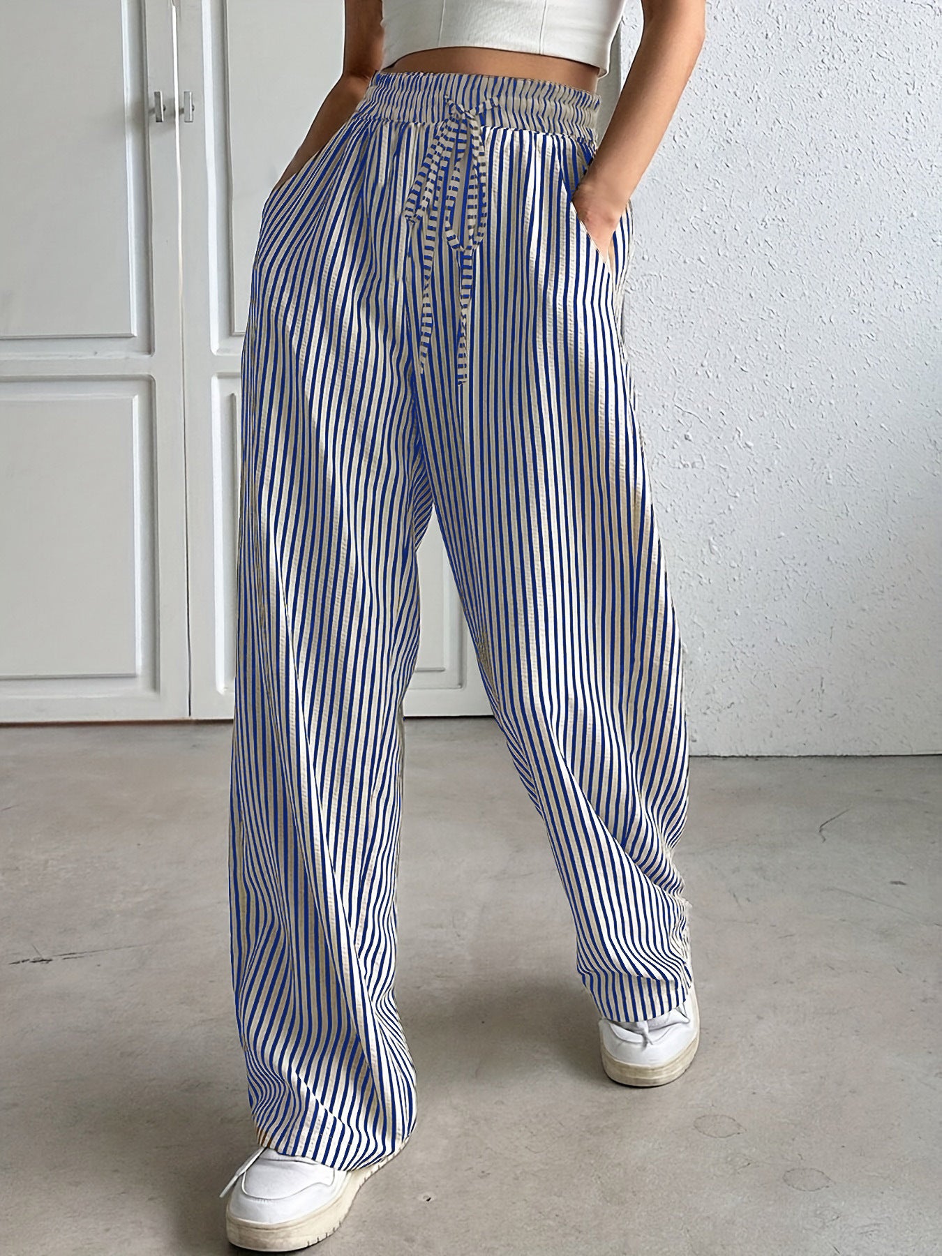 Women's Classy Slouchy Striped Casual Trousers Pants