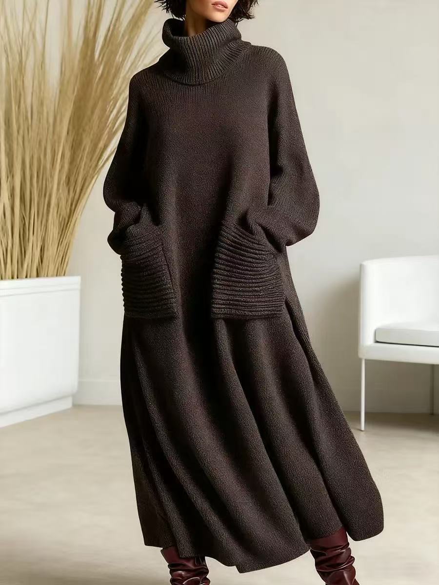 Unique Charming Graceful Turtleneck Woolen Loose Dress