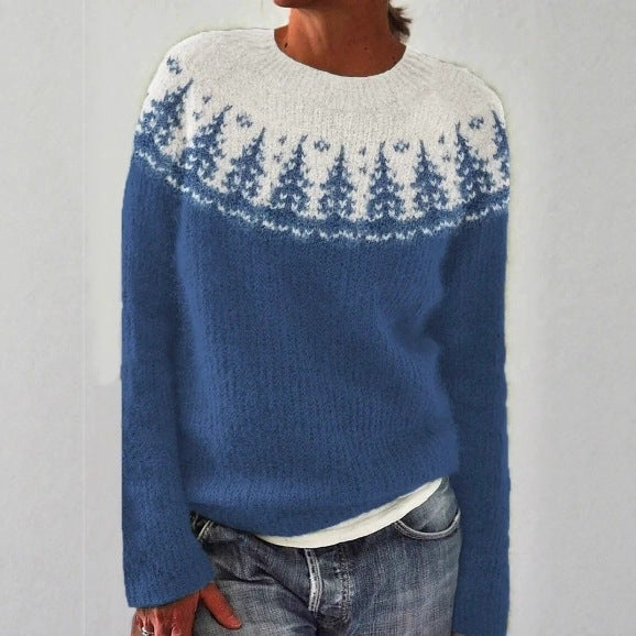 Women's Round Neck Multicolor Loose Fashion Pullover Sweater