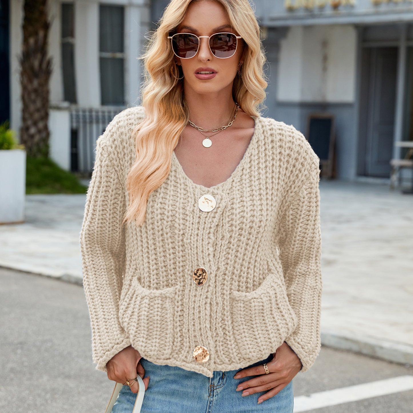 Women's Solid Color Thick Needle Loose Soft Glutinous Sweaters