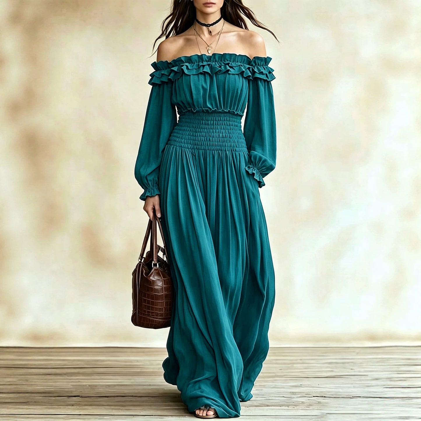 Women's Autumn Ruffled Long Sleeve Waist Clothing