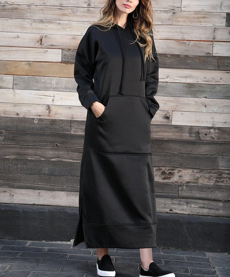 Loose Oversized Knit Hooded Brushed Hoody Casual Fashion Large Dress