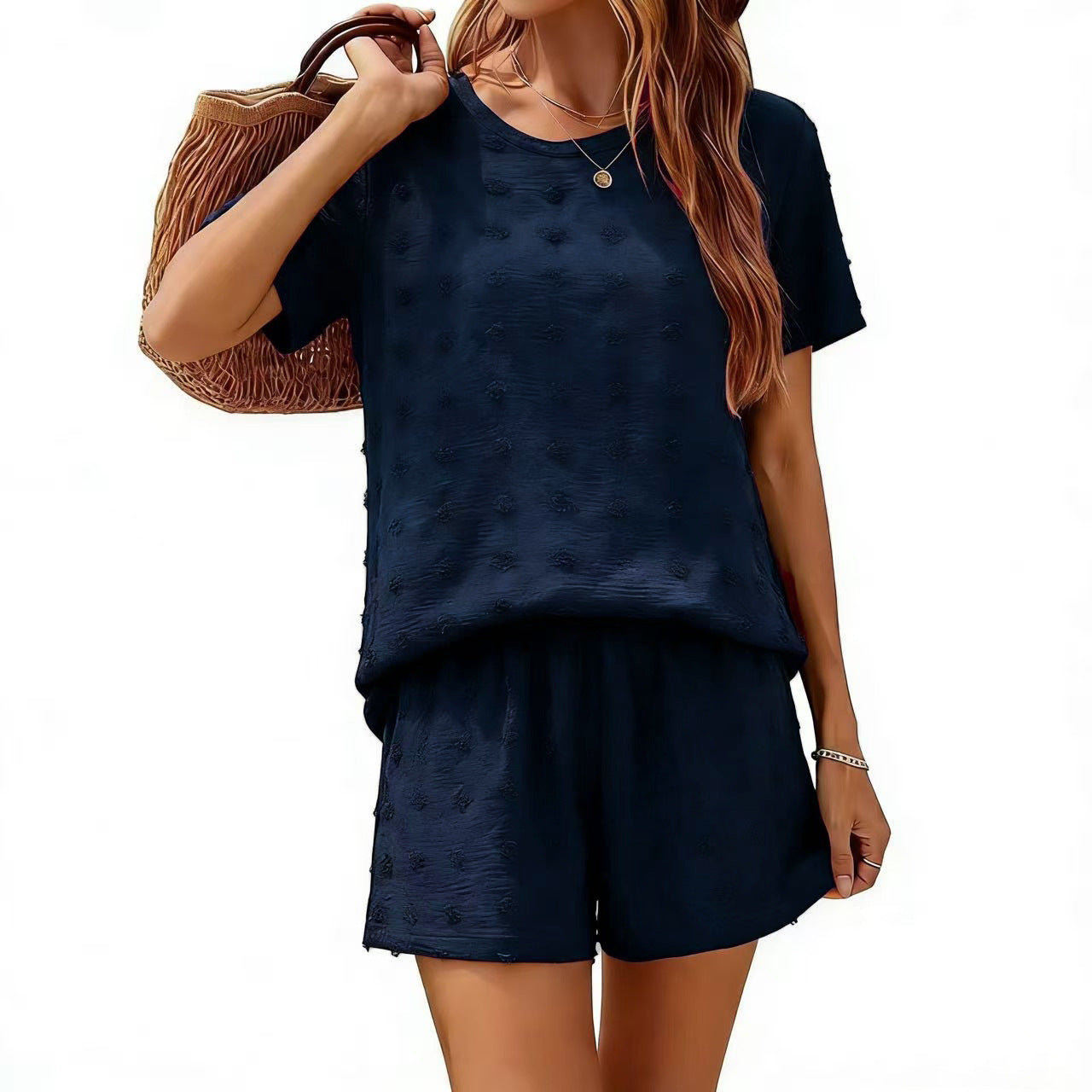 Women's Ice Silk Ball Fabric Loose Sleeve Fashion Casual Suit