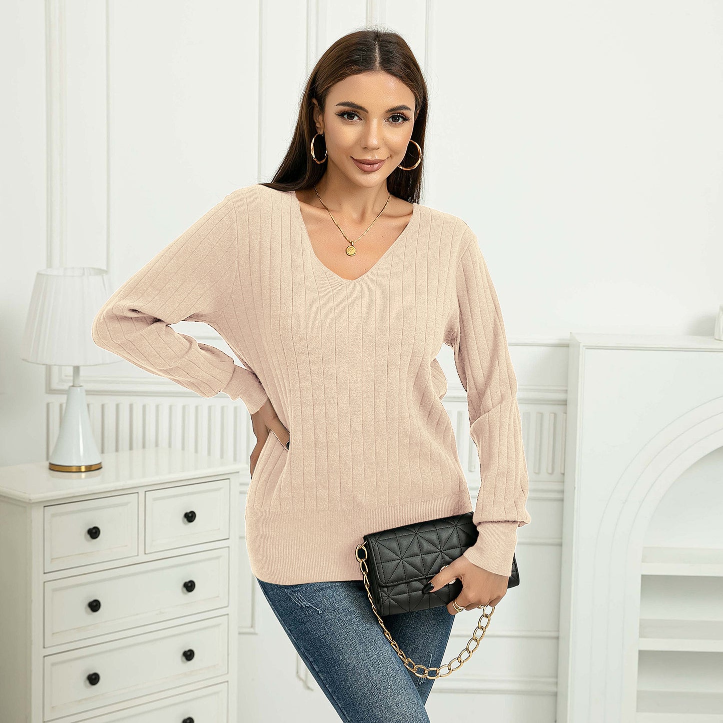 Women's Solid Color Bottoming Long Sleeve Pullover Sweater