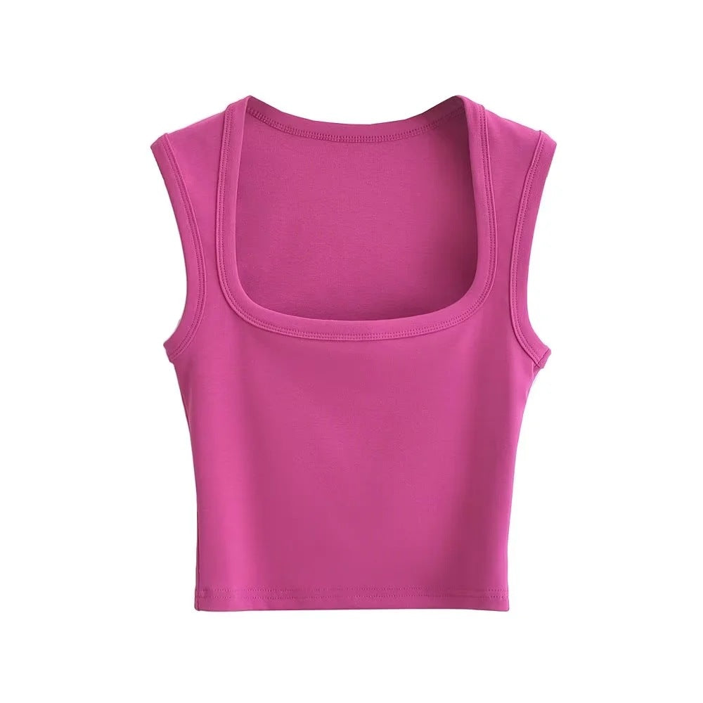 Women's Summer Sexy Deep Square Collar Tight-fitting Tops