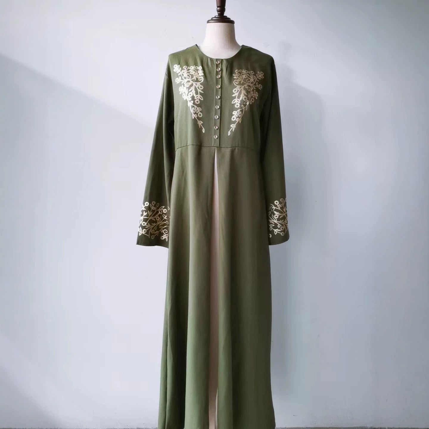 Long Contrast Color Slim Fit Temperament Bronzing Dress