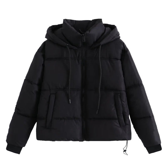 Women's Color Simple Hooded Comfort Casual Loose Thick Coats