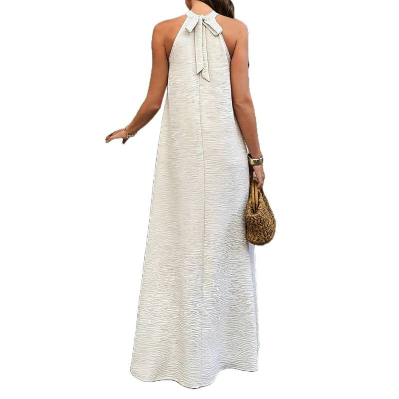Women's Loose Large Sleeveless Solid Color Wide Hem Vacation Style Long Dress