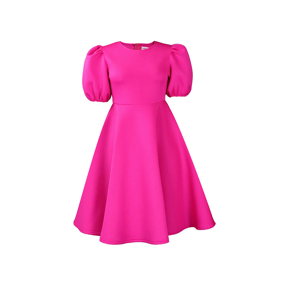 Women's Summer Round Neck Fashion Graceful Puff Sleeve Dresses