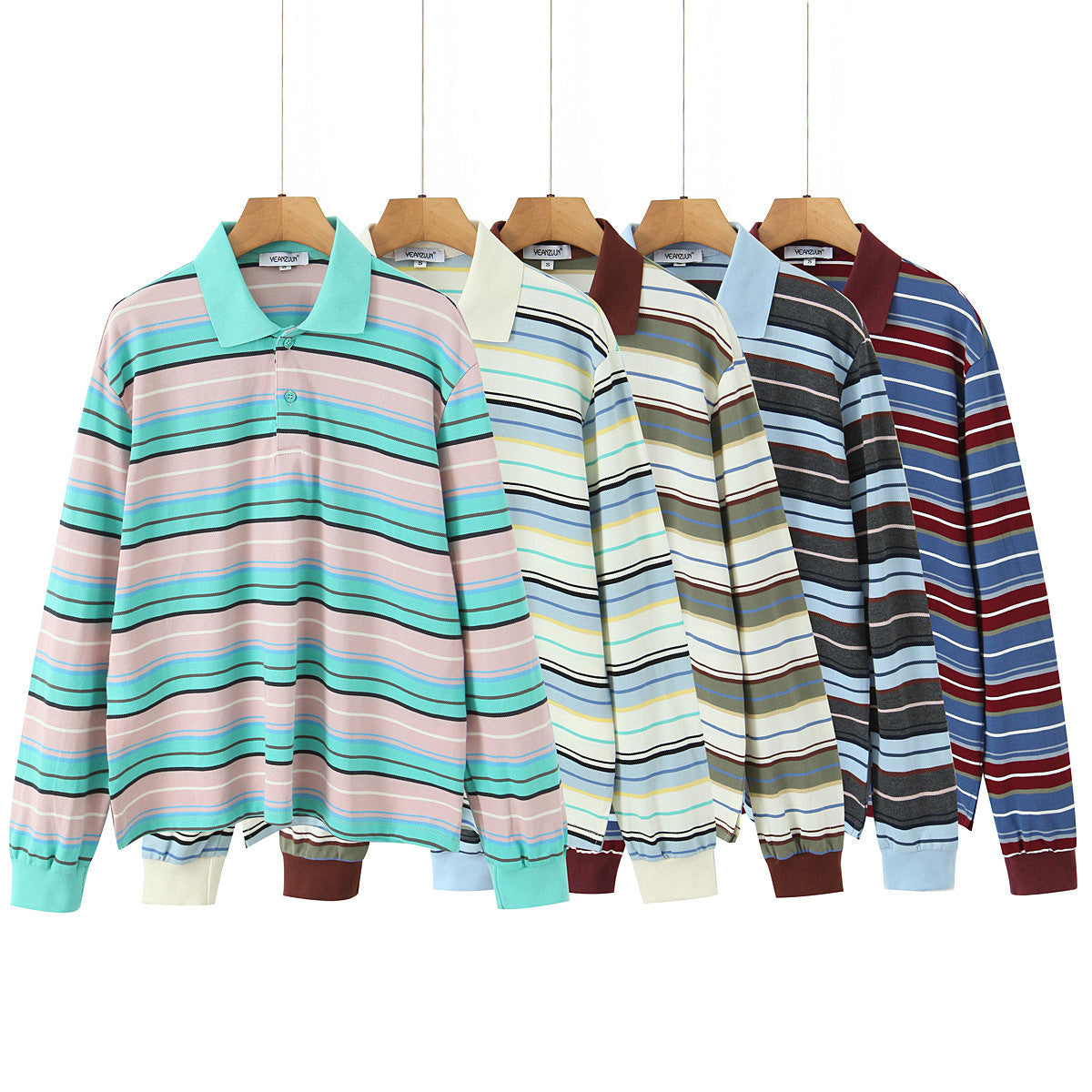 Women's Autumn Collar Long Sleeve Contrast Color Blouses