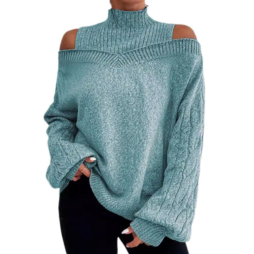 Casual Women's Mock Neck Loose Large Sweater