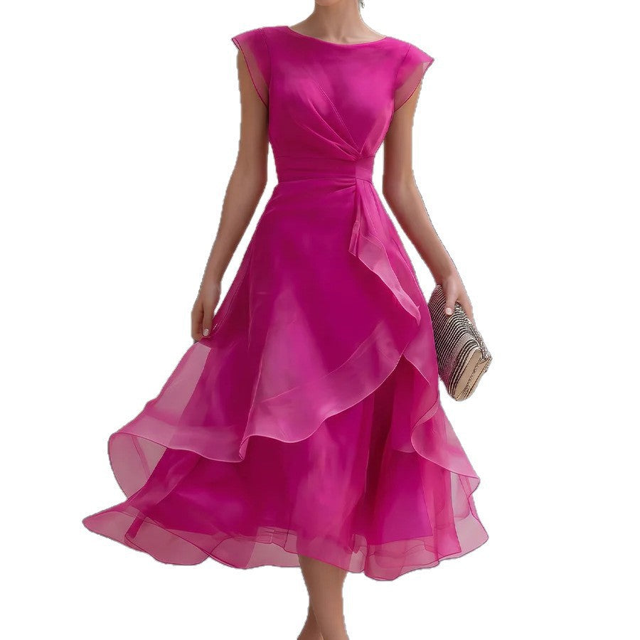 Beautiful Women's Fashion Elegant Ruffle Mesh Dress