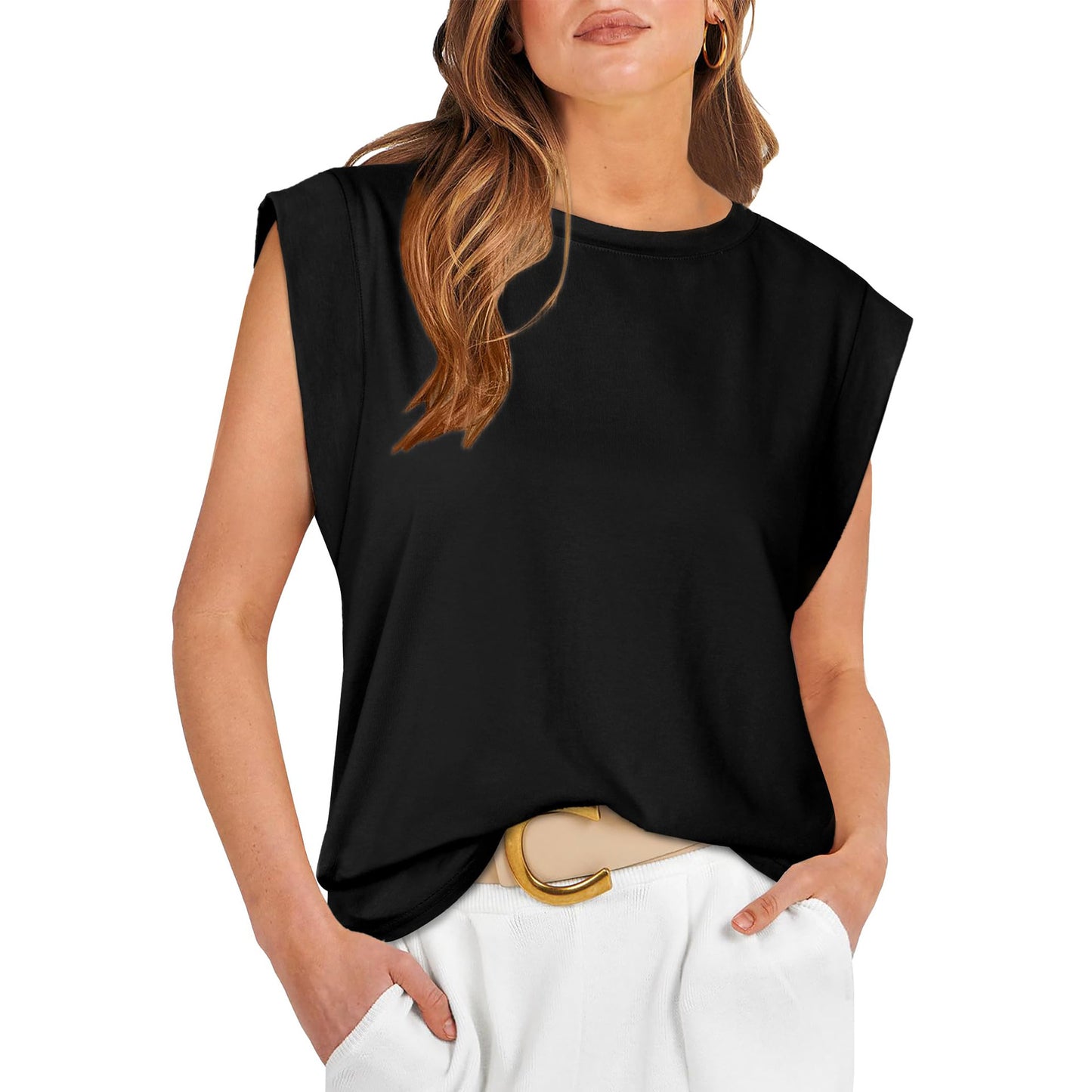 Women's Round Neck Loose Sleeves T-shirt Striped Blouses