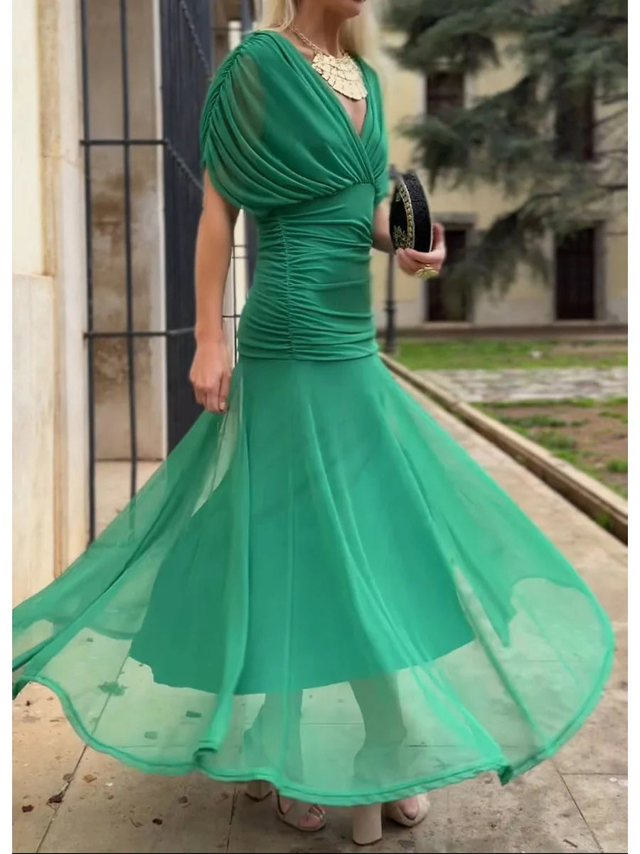 Women's Slouchy Chiffon Design Dress Lined Dresses