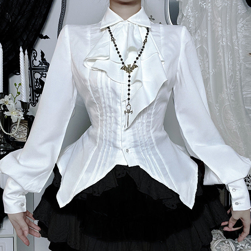 Subculture Gothic Style Lantern Sleeve Shirt Blouses