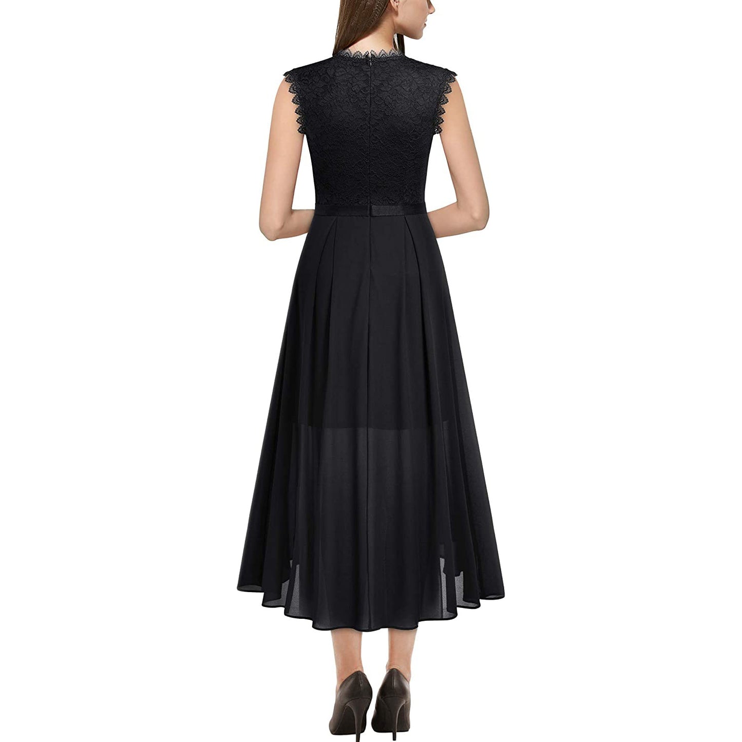Versatile Cinched Chiffon Dress Dinner Lace Dresses