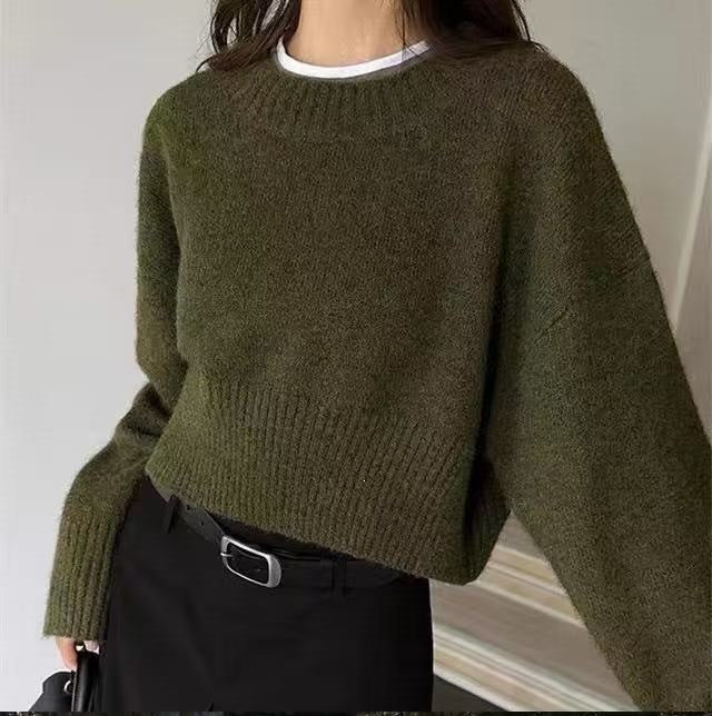 Women's Loose Round Neck Solid Color Simple Women's Sweater