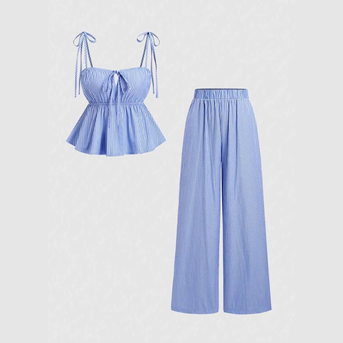 Women's Wide Leg With Vertical Stripes Summer Thin High Waist Loose Pants