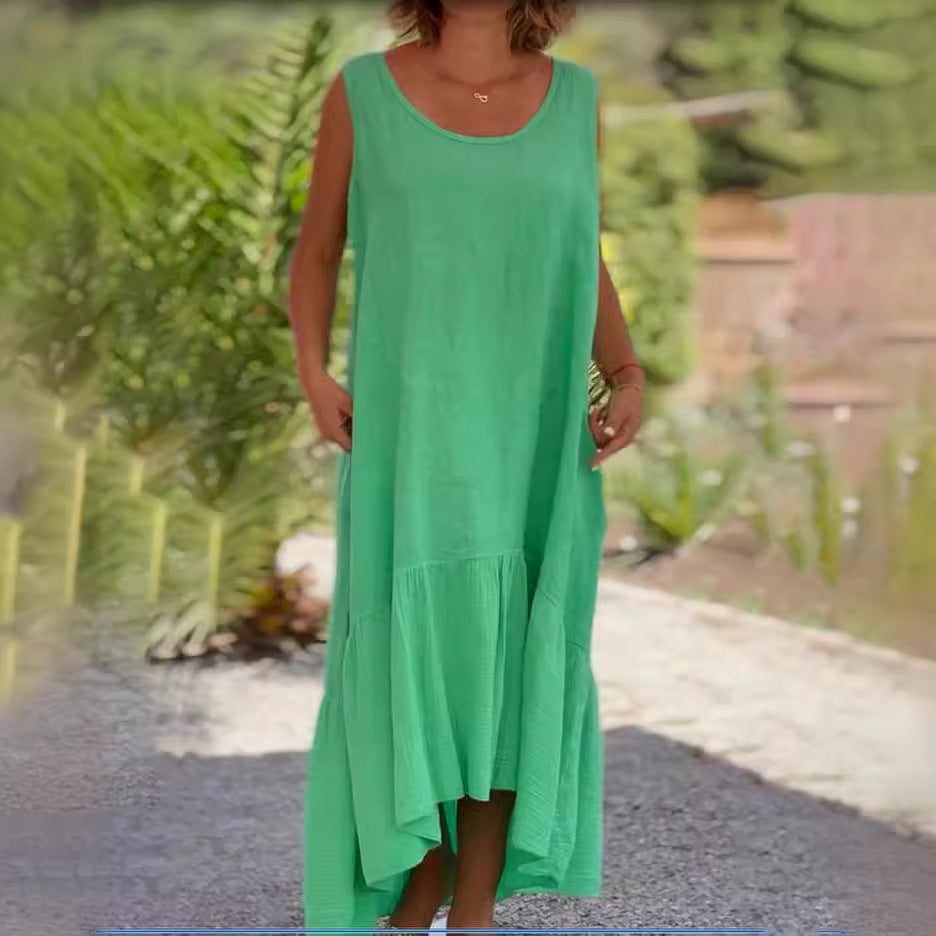 Women's Sweet Round Neck Sleeveless Color Large Clothing