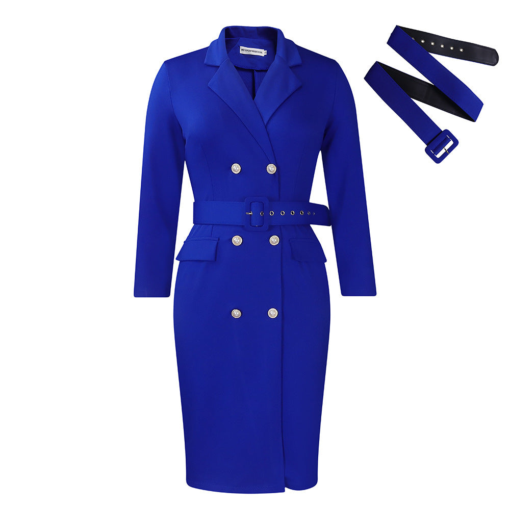 Temperament Commute Collar Solid Color Double Breasted Suits