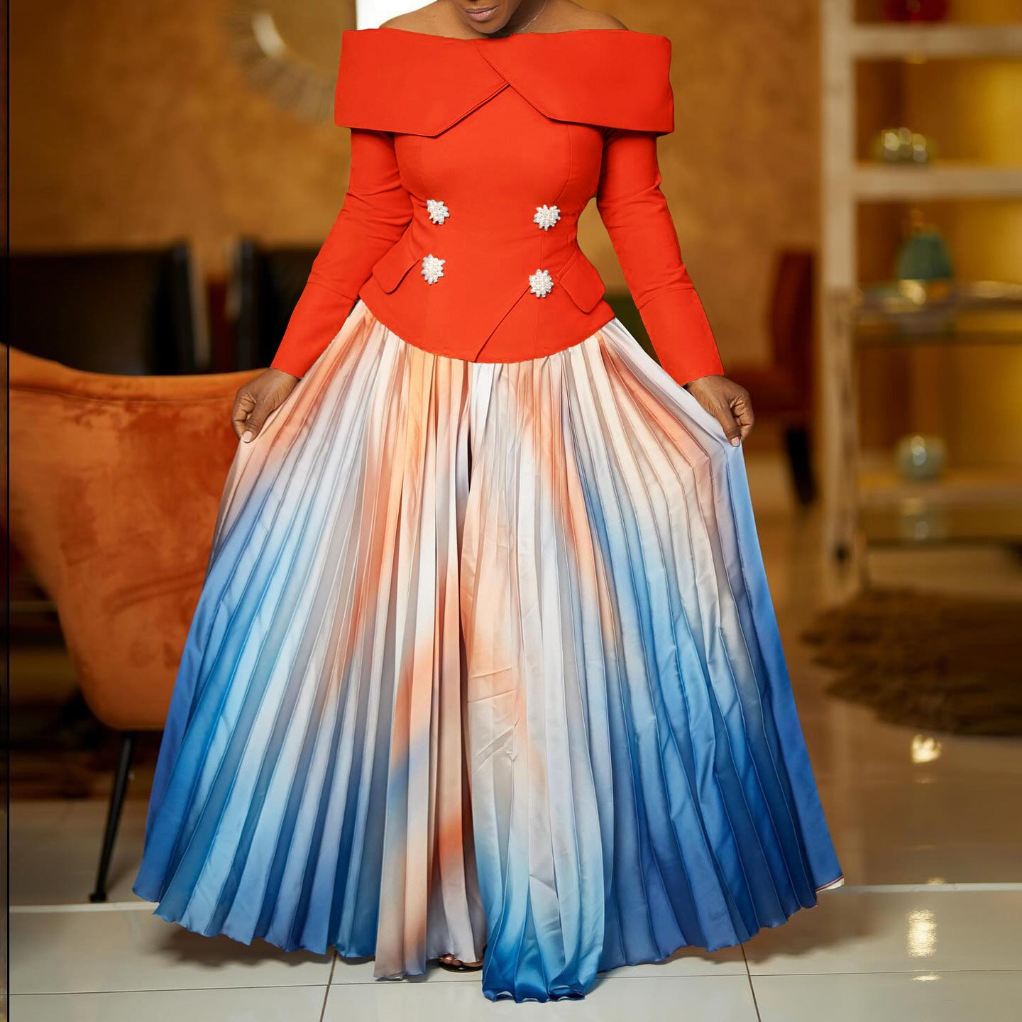 Cool Fashionable Elegant Long Dress African Suits