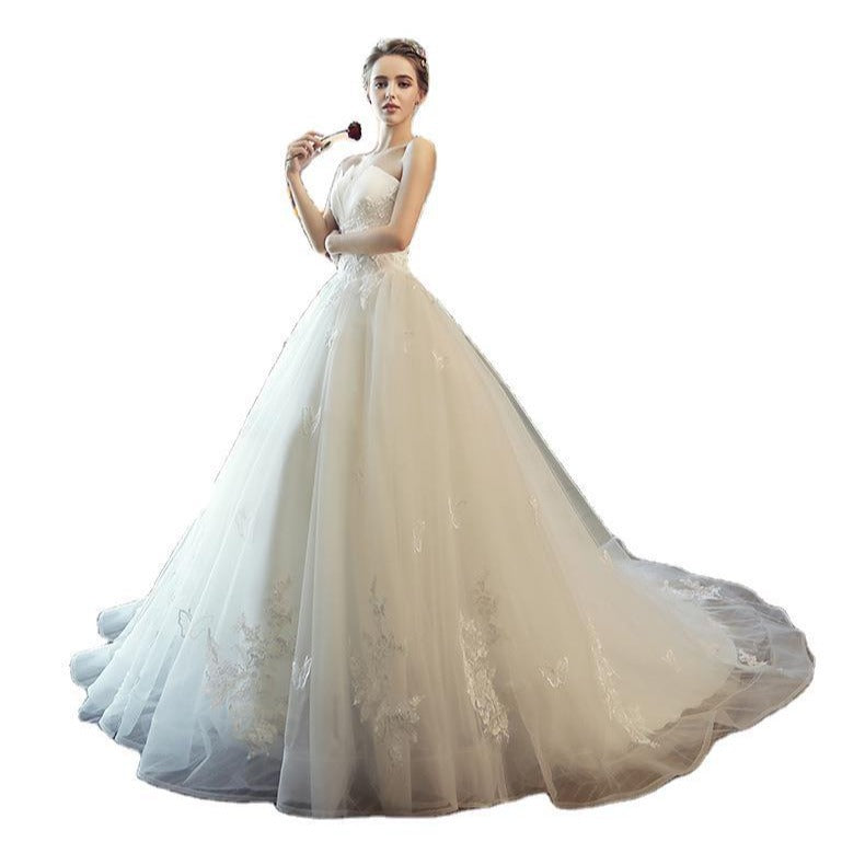 Trailing Dress Mori Style High Waist Wedding Dresses