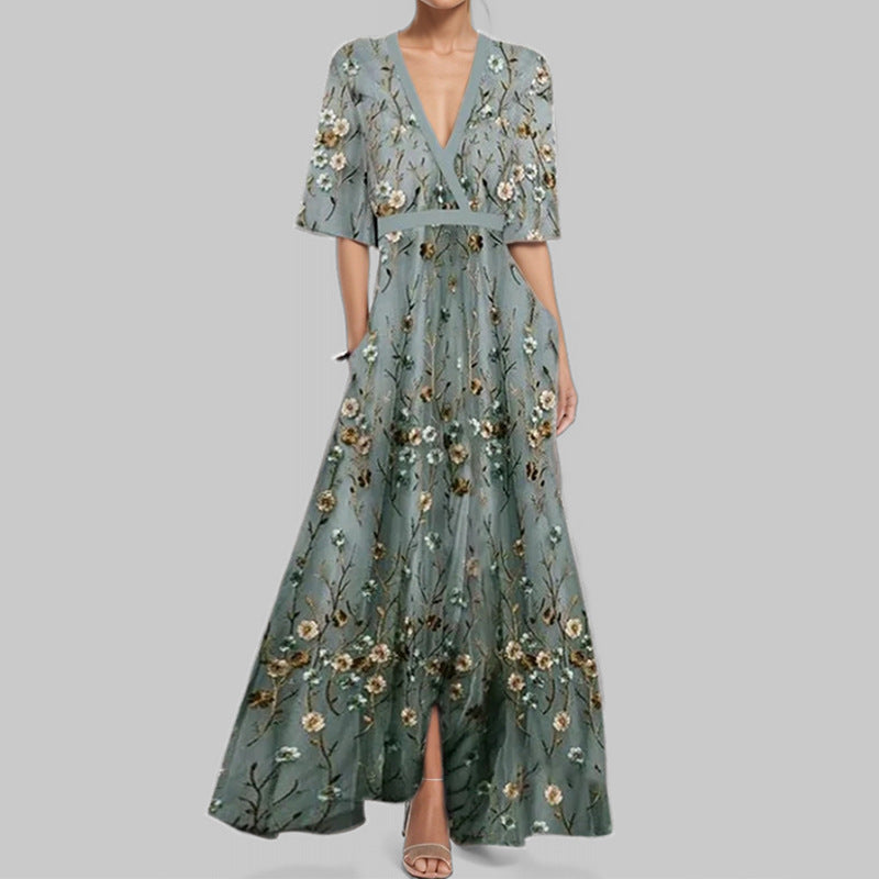 Women's Fashion Elegant Graceful Print Large Swing Dress