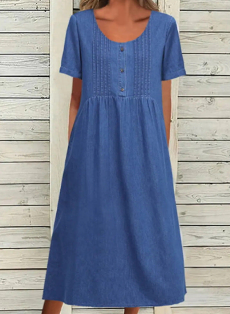 Women's Summer Fashion Mid-length Elegant Denim Sleeve Dress